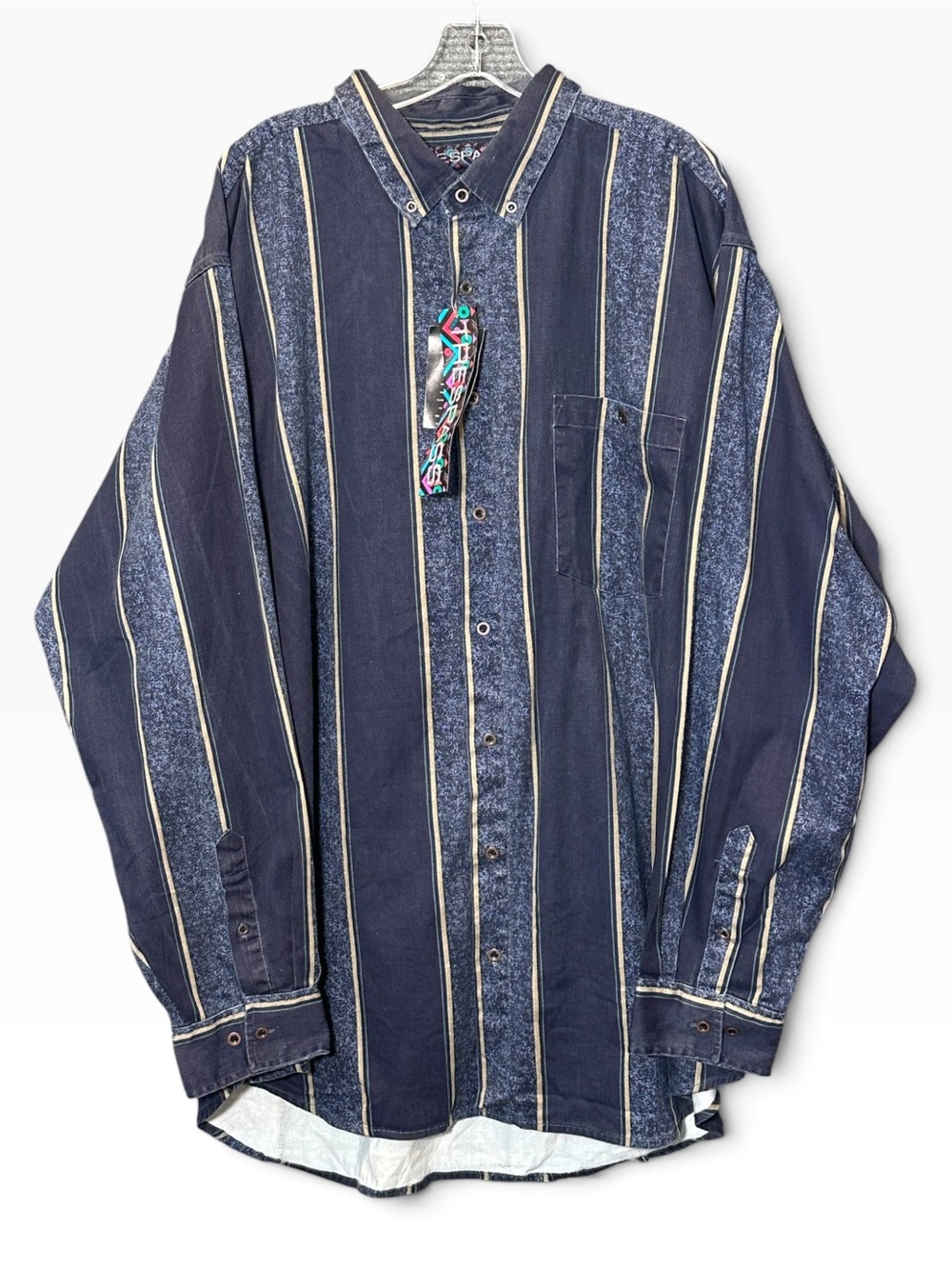 Trespass 3XLT Vintage 90's Button Down Long Sleeve Striped Shirt 3XL Tall NWT